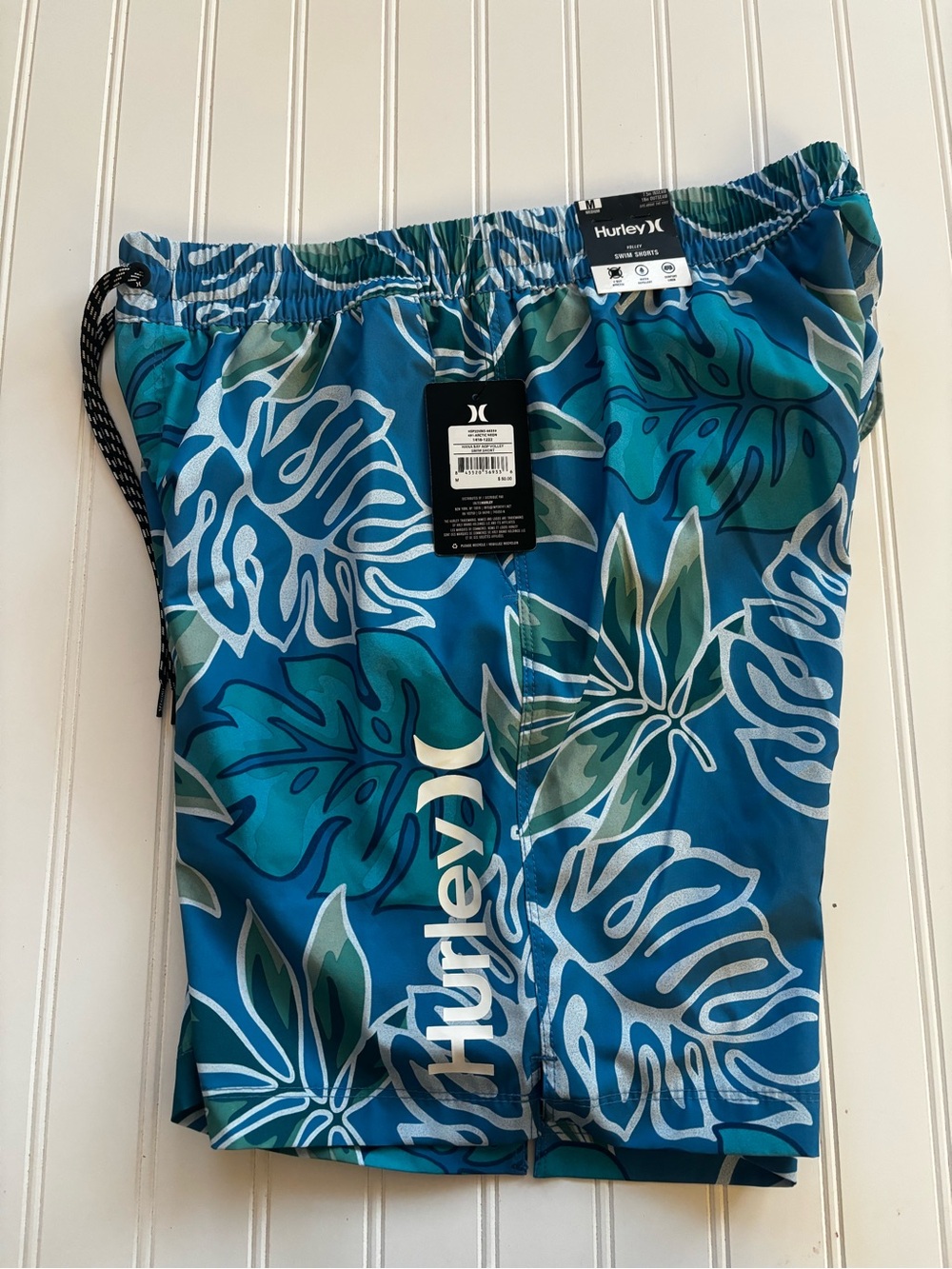 Hurley Blue Teal Tropical Leaf Swim Shorts